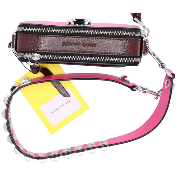 Marc Jacobs The Snapshot Shoulder Bag Studded Saffiano Leather Magenta Pink - Picture 6 of 6